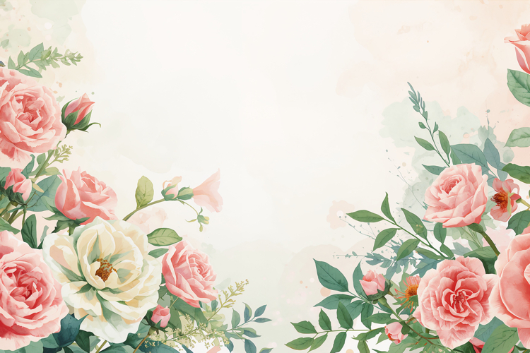 Pink White Watercolor Floral Background