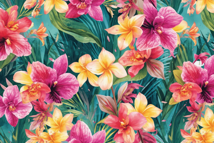 Watercolor Pink Yellow Floral Background