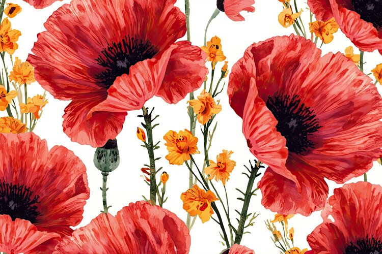 Red Poppy Flower Background example image 1