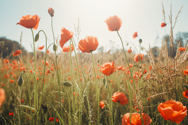 Vibrant Field of Poppy Flowers Background Wallpaper example image 1