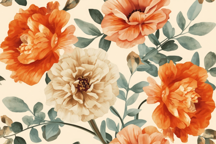 Watercolor Peony Flowers Background