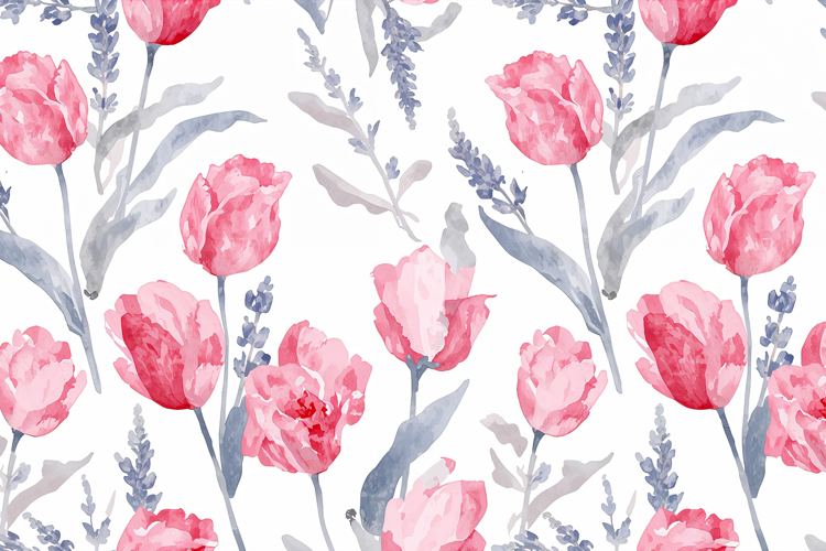 Handmade Pink Watercolor Tulips Background Wallpaper