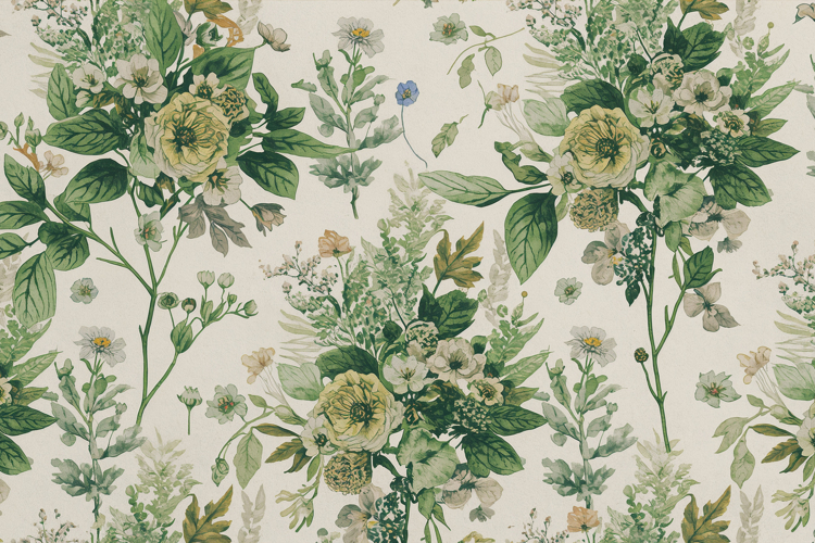 Green Watercolor Floral Background Wallpaper example image 1