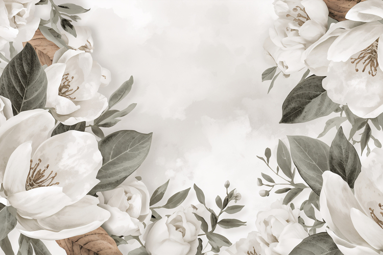 Watercolor White Floral Background