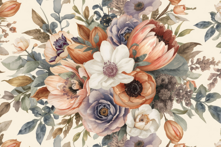 Watercolor Vintage Flower Background