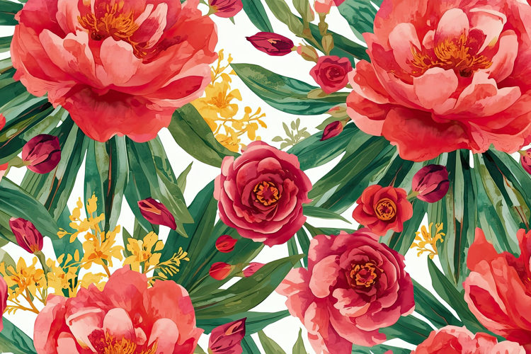 Watercolor Red Floral Background