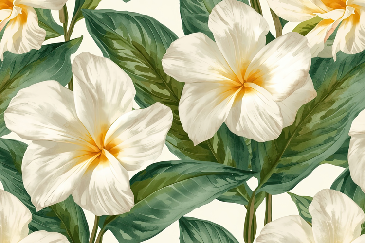 Watercolor White Plumeria Flower Background
