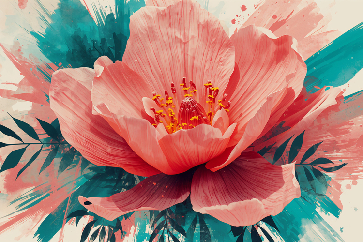 Closeup of Watercolor Pink Flower Background Wallpaper example image 1