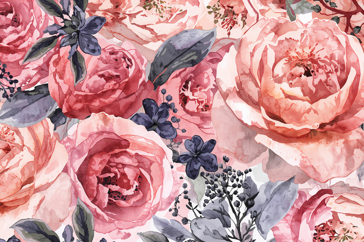 Pink Watercolor Floral Background example image 1