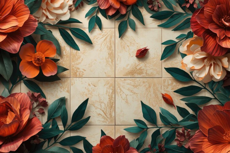 Vintage Flowers Frame Background example image 1