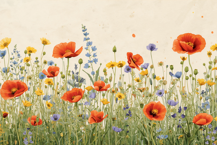 Field Of Wildflowers Background Wallpaper example image 1