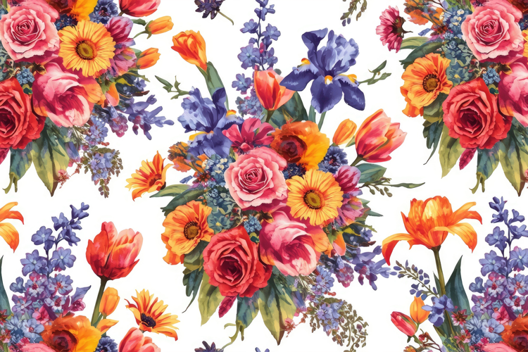 Watercolor Colorful Bouquets Background