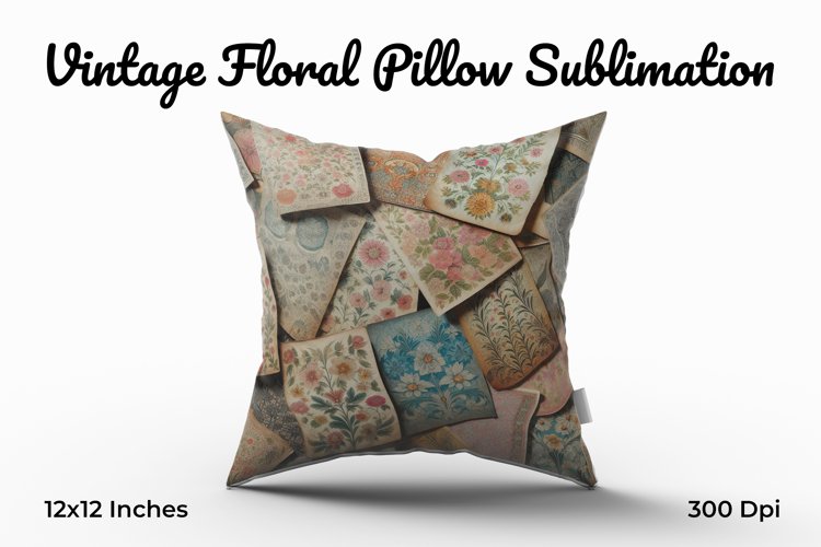 Vintage Floral Pillow Sublimation example image 1