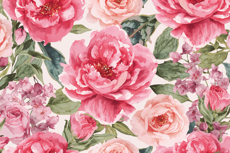 Red and Pink Watercolor Floral Background