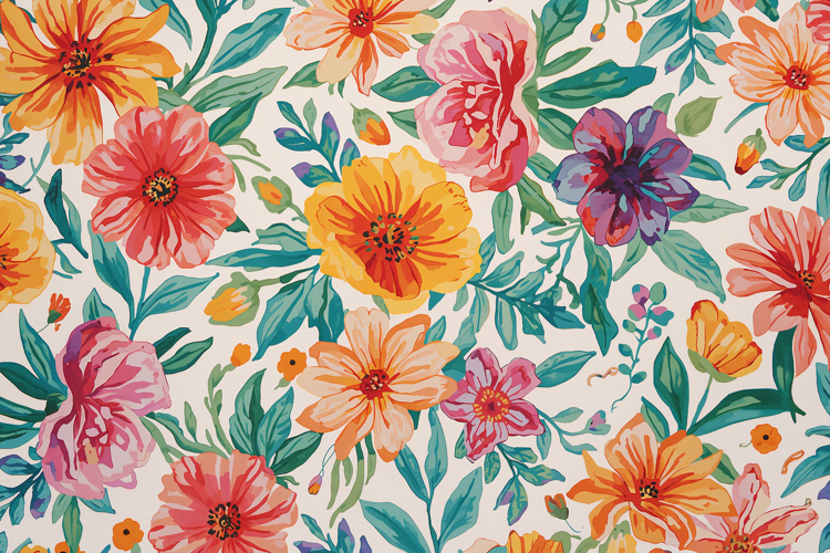 Watercolor Colorful Flower Pattern Background Wallpaper