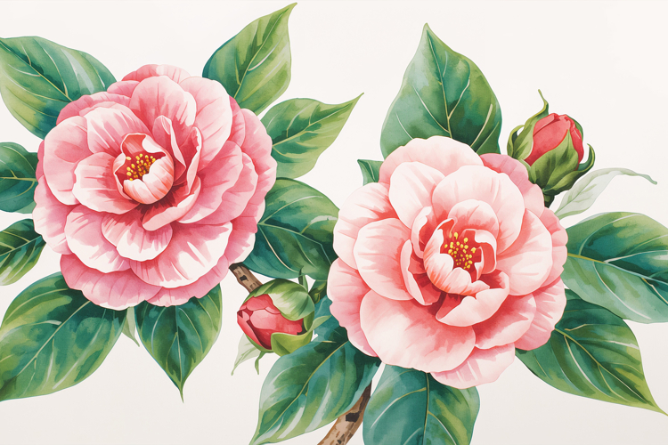 Watercolor Pink Floral Background example image 1