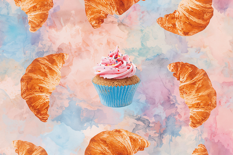 Watercolor Bakery Pattern Background Wallpaper example image 1