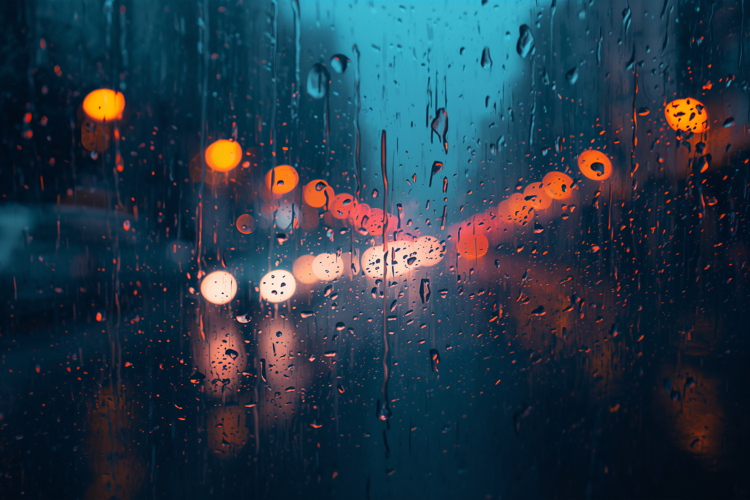 Rainy Night City Lights Background Wallpaper example image 1