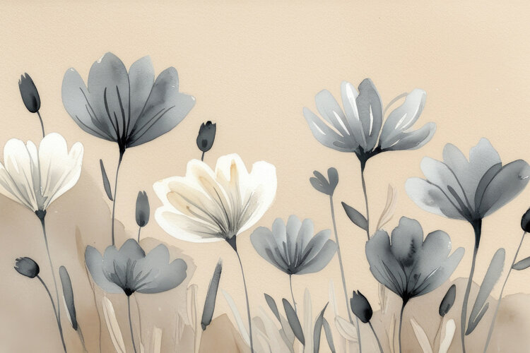 Minimalist Watercolor Floral Background Wallpaper example image 1