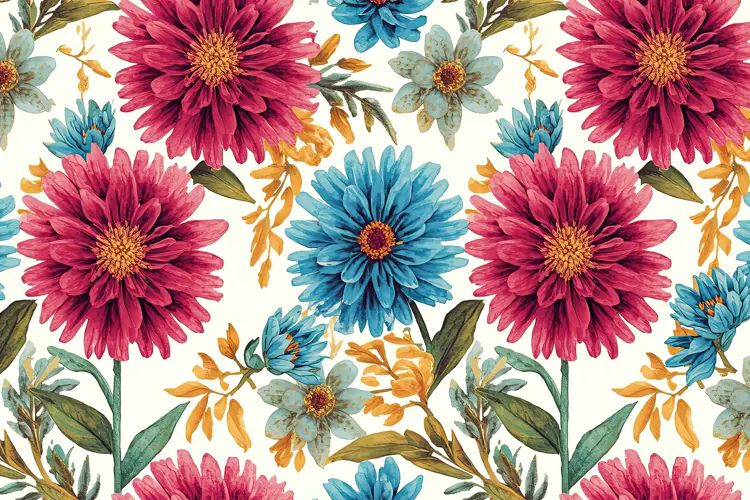 Watercolor Aster Flowers Background