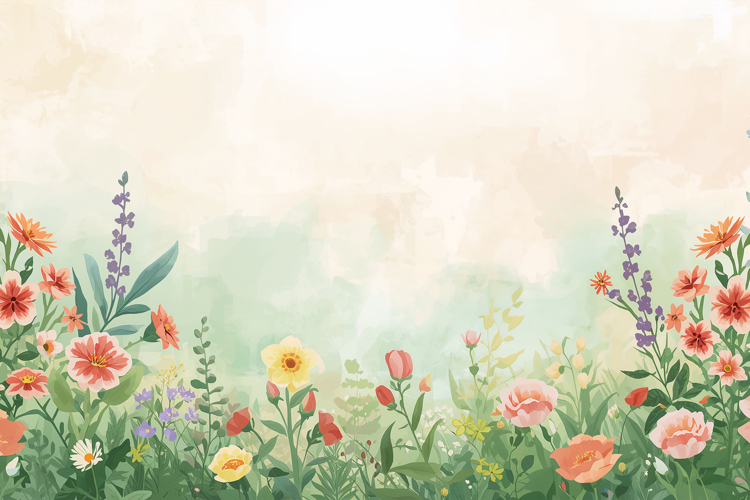 Watercolor Wild Flowers Background Wallpaper example image 1