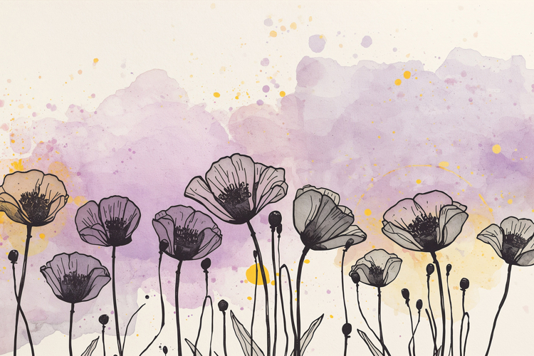 Black Watercolor Floral Background
