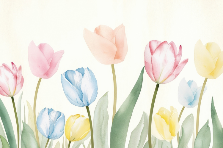 Watercolor Colorful Tulips Background Wallpaper