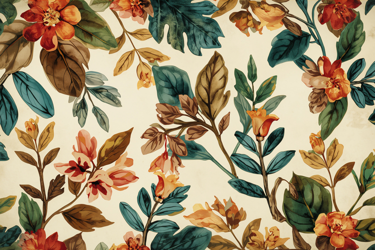 Watercolor Botanical Pattern Background Wallpaper example image 1