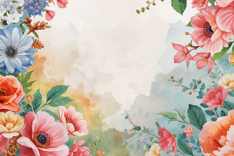 Watercolor Colorful Floral Background