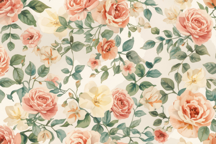 Soft Yellow Orange Watercolor Floral Background