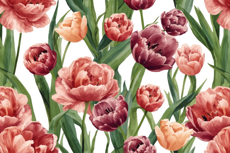 Watercolor Tulips Flower Background