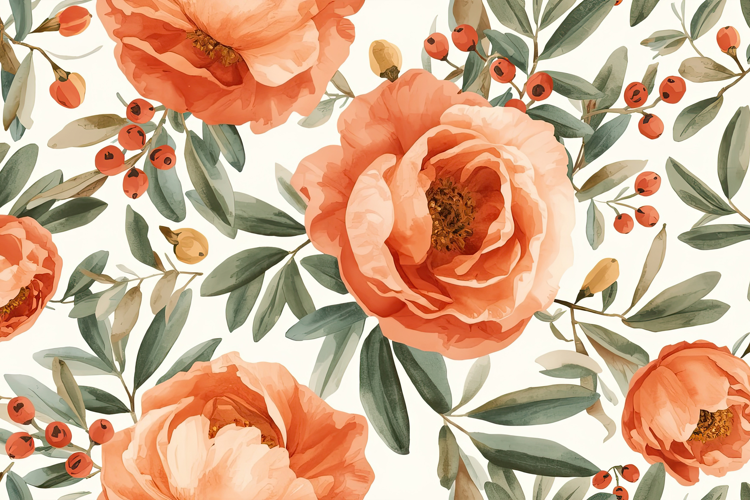 Watercolor Peony Flower Background