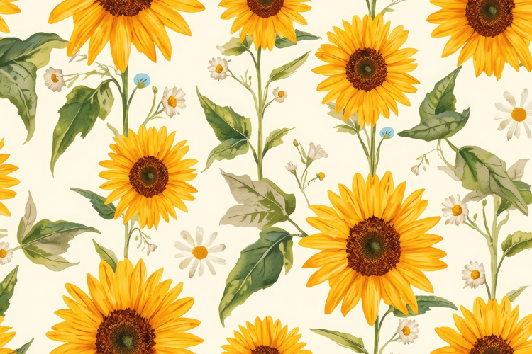 Watercolor Sunflowers Background