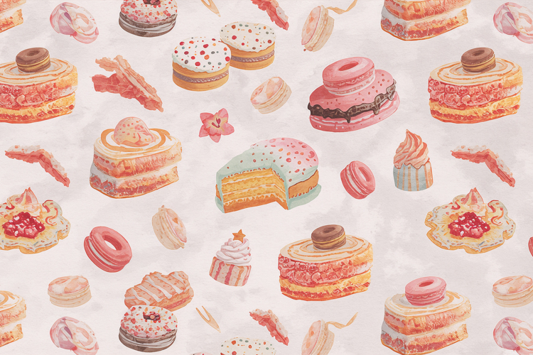 Watercolor Dessert Background Wallpaper example image 1