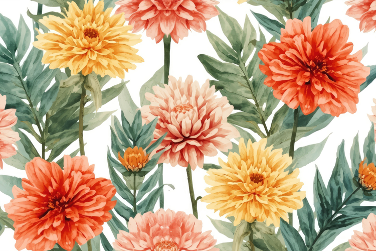 Watercolor Dahlia Flower Background
