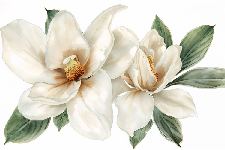 White Color Watercolor Floral Background