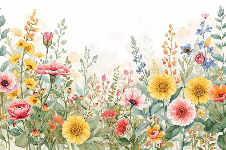 Watercolor Wild Floral Background