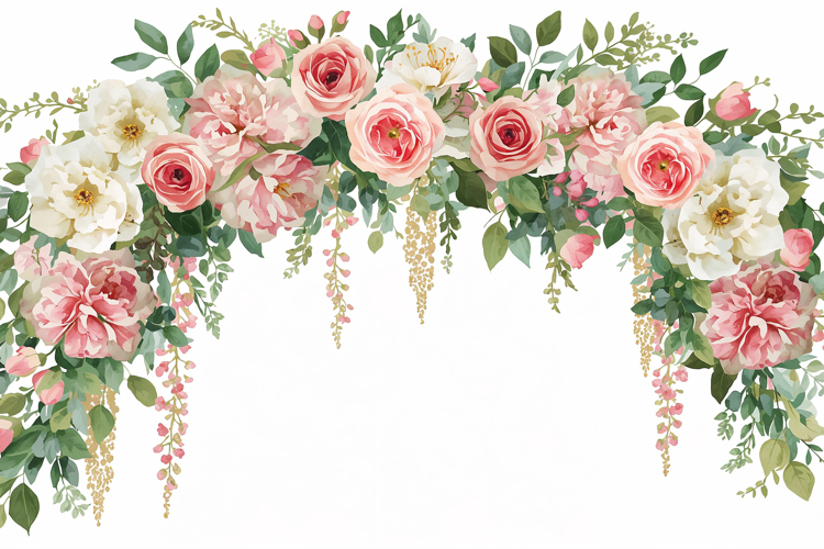 Wedding Watercolor Floral Background example image 1
