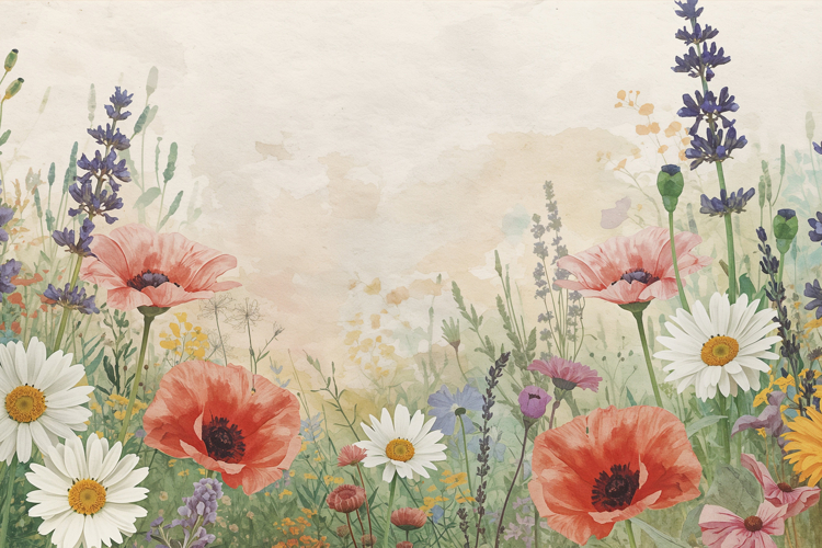 Watercolor Wild Floral Background