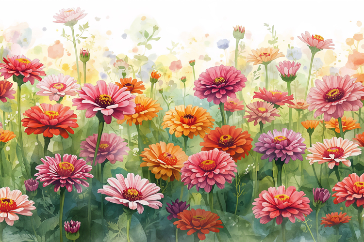 Colorful Watercolor Floral Background example image 1