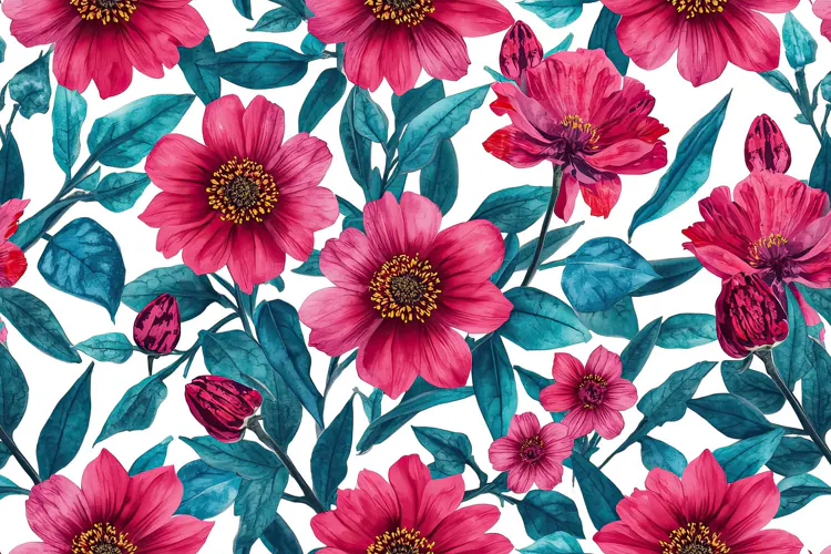 Watercolor Vibrant Magenta Pink Dahlia Background