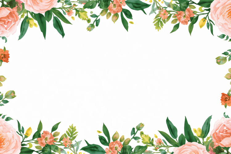 Watercolor Floral Border Background Wallpaper