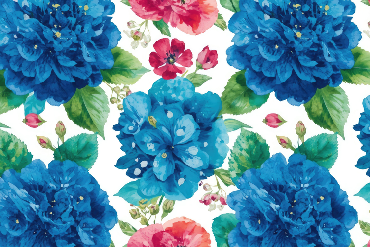 Watercolor Large Blue Hydrangeas Background