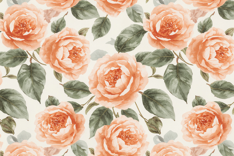 Orange Watercolor Roses Background Wallpaper example image 1