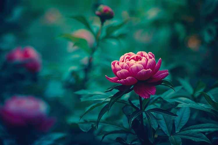 Pink Flower With Green Leaves Background