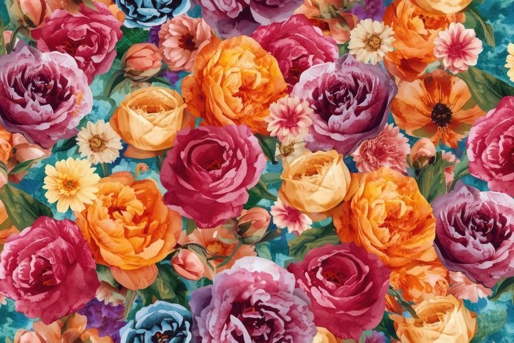 Watercolor Colorful Floral Background