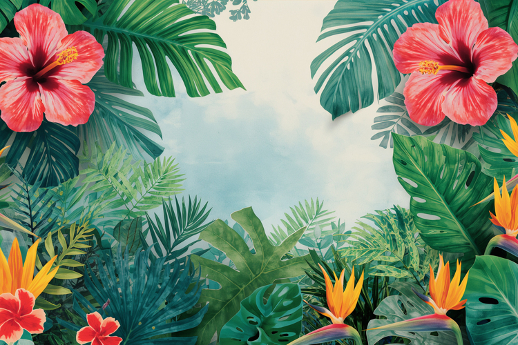 Watercolor Tropical Floral Background