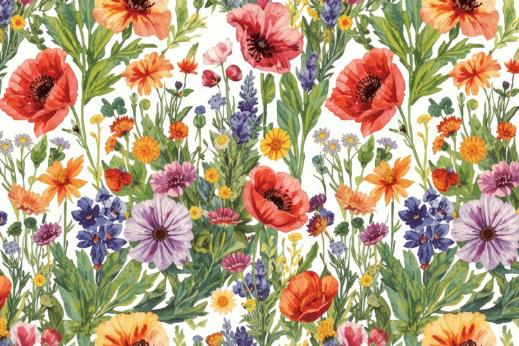 Watercolor Wild Floral Background example image 1