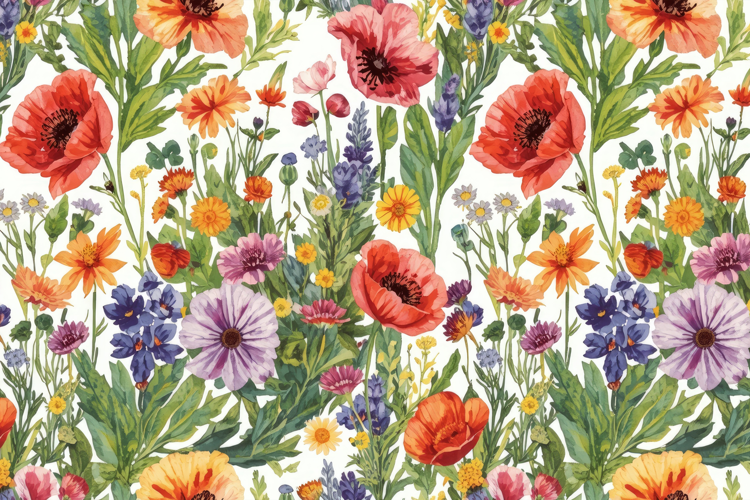 Watercolor Wild Floral Background