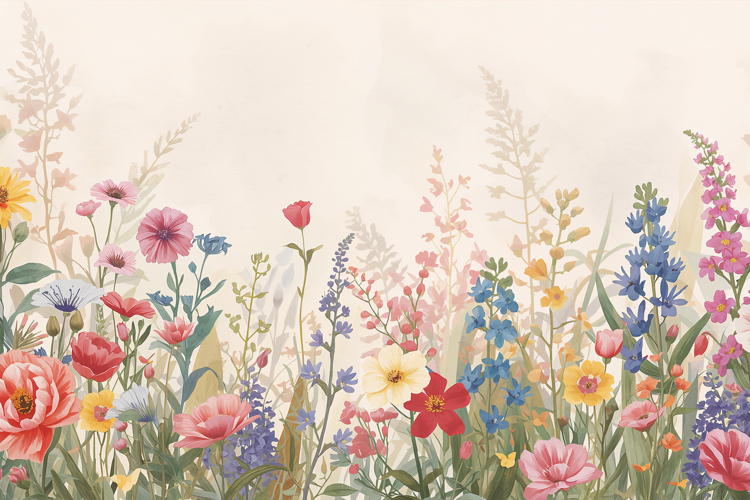 Watercolor Wild Flowers Background